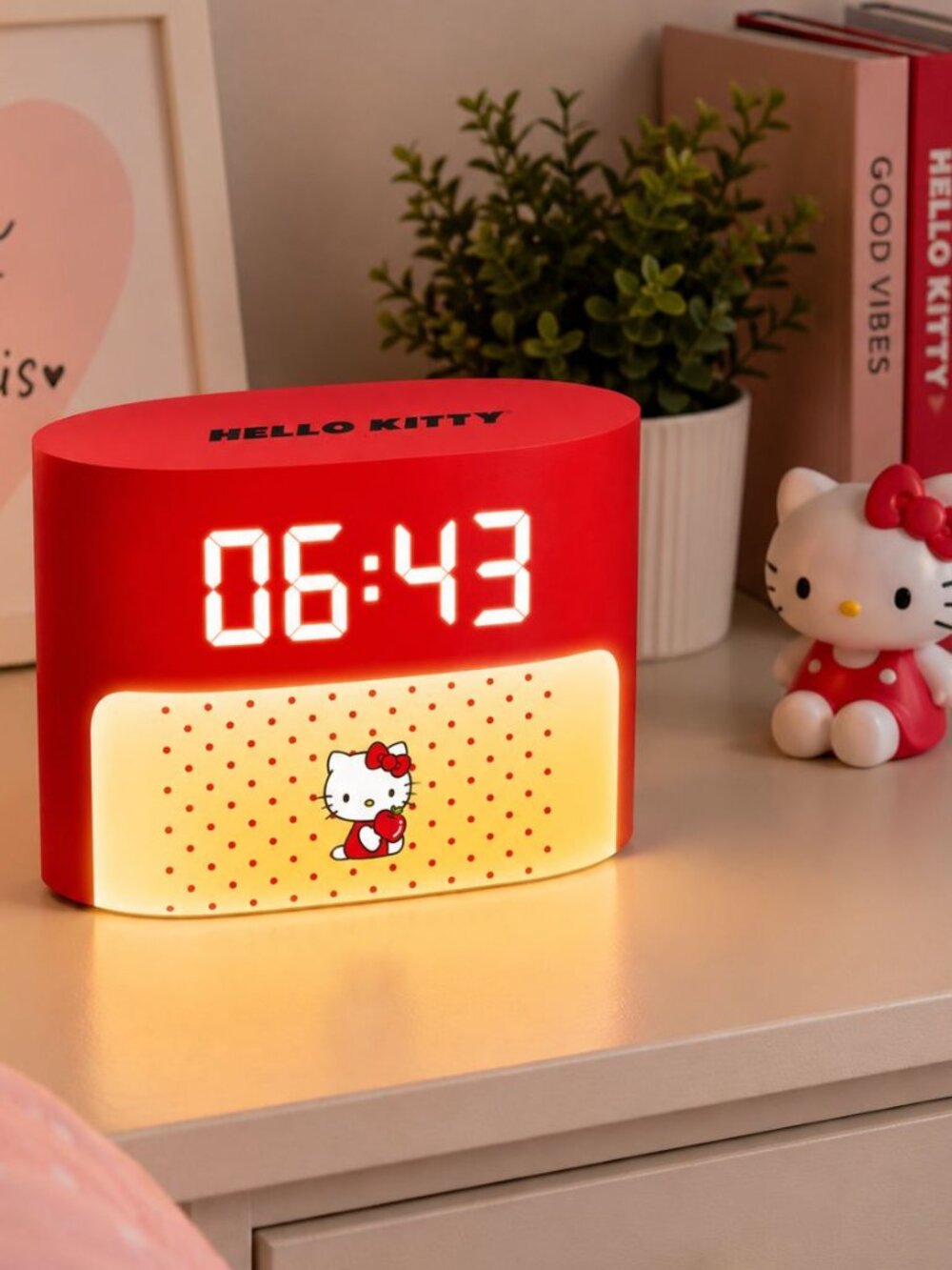 Hello Kitty Sunrise Alarm Clock LED Night Light, USB Powered Digital, Gift Idea